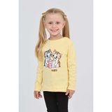 Toontoy Kız Çocuk Regular Fit Bisiklet Yaka Baskılı Sweatshirt - TK24803 - Açık Sarı