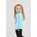Toontoy Kız Çocuk Regular Fit Bisiklet Yaka Baskılı Sweatshirt - TK24803 - Turkuaz