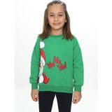 Toontoy Kız Çocuk Regular Fit Bisiklet Yaka Düşük Omuz Baskılı Sweatshirt - 2 Iplik - Çimen Yeşili - 5