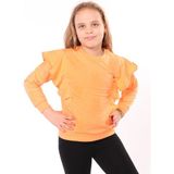 Toontoy Kız Çocuk Regular Fit Bisiklet Yaka Fırfırlı Baskılı Sweatshirt - 2 Iplik - Turuncu - 6