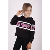 Toontoy Kız Çocuk Regular Fit Kapüşonlu Baskılı Basic Sweatshirt - 2 Iplik - Siyah - 7
