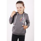 Toontoy Kız Çocuk Regular Fit Kapüşonlu Cepli Baskılı Sweatshirt - 2 Iplik - Antrasit - 5
