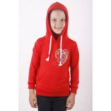 Toontoy Kız Çocuk Regular Fit Kapüşonlu Cepli Baskılı Sweatshirt - 2 Iplik - Kırmızı - 4