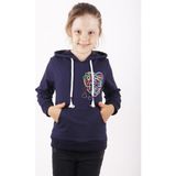 Toontoy Kız Çocuk Regular Fit Kapüşonlu Cepli Baskılı Sweatshirt - 2 Iplik - Lacivert - 6