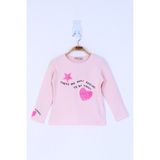 Toontoy Kız Çocuk Relax Fit Bisiklet Yaka Baskılı Pul Işlemeli Sweatshirt - 31/1 Penye - Pudra - 2