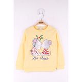 Toontoy Kız Çocuk Relax Fit Bisiklet Yaka Baskılı Sweatshirt - 2 Iplik - Açık Sarı - 1