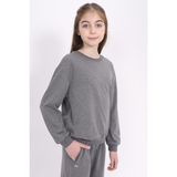 Toontoy Kız Çocuk Relax Fit Bisiklet Yaka Baskılı Sweatshirt - 2 Iplik - Antrasit - 10 - 11 Yaş