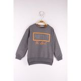 Toontoy Kız Çocuk Relax Fit Bisiklet Yaka Baskılı Sweatshirt - 2 Iplik - Antrasit - 4