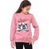 Toontoy Kız Çocuk Relax Fit Bisiklet Yaka Baskılı Sweatshirt - 2 Iplik - Gül Kurusu - 4 - 5 Yaş