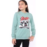 Toontoy Kız Çocuk Relax Fit Bisiklet Yaka Baskılı Sweatshirt - 2 Iplik - Yeşil - 4 - 5 Yaş
