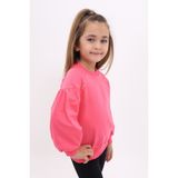 Toontoy Kız Çocuk Relax Fit Bisiklet Yaka Büzgülü Reglan Kol Sweatshirt - 2 Iplik - Fuşya - 4