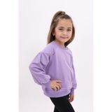 Toontoy Kız Çocuk Relax Fit Bisiklet Yaka Büzgülü Reglan Kol Sweatshirt - 2 Iplik - Lila