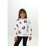 Toontoy Kız Çocuk Relax Fit Bisiklet Yaka Düşük Omuz Baskılı Sweatshirt - 2 Iplik - Ekru - 7