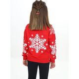 Toontoy Kız Çocuk Relax Fit Bisiklet Yaka Düşük Omuz Baskılı Sweatshirt -2 Iplik - Kırmızı - 7