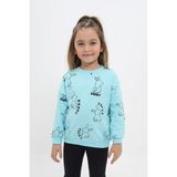 Toontoy Kız Çocuk Relax Fit Bisiklet Yaka Düşük Omuz Baskılı Sweatshirt - 2 Iplik - Mint Yeşili - 4