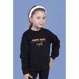 Toontoy Kız Çocuk Relax Fit Bisiklet Yaka Düşük Omuz Baskılı Sweatshirt - 2 Iplik - Siyah - 7