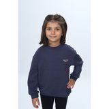 Toontoy Kız Çocuk Relax Fit Bisiklet Yaka Düşük Omuz Baskılı Sweatshirt - Füme - 4 Yaş