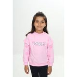 Toontoy Kız Çocuk Relax Fit Bisiklet Yaka Düşük Omuz Baskılı Sweatshirt - Kolu Fırfırlı & 2 Iplik - Pembe - 3