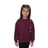 Toontoy Kız Çocuk Relax Fit Bisiklet Yaka Düşük Omuz Baskılı Sweatshirt - Mor - 4 Yaş