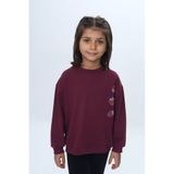 Toontoy Kız Çocuk Relax Fit Bisiklet Yaka Düşük Omuz Baskılı Sweatshirt