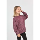 Toontoy Kız Çocuk Relax Fit Bisiklet Yaka Düşük Omuz Baskılı Yırtmaçlı Sweatshirt - 2 Iplik - Mor - 7