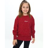 Toontoy Kız Çocuk Relax Fit Bisiklet Yaka Düşük Omuz Nakış Baskılı Sweatshirt - 2 Iplik - Bordo - 8