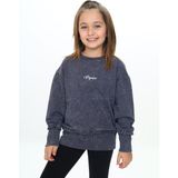 Toontoy Kız Çocuk Relax Fit Bisiklet Yaka Düşük Omuz Nakış Baskılı Sweatshirt - 2 Iplik - Füme - 5