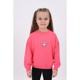 Toontoy Kız Çocuk Relax Fit Bisiklet Yaka Düşük Omuz Nakış Baskılı Sweatshirt - 2 Iplik - Fuşya - 5