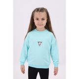 Toontoy Kız Çocuk Relax Fit Bisiklet Yaka Düşük Omuz Nakış Baskılı Sweatshirt - 2 Iplik - Mint Yeşili - 5