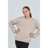 Toontoy Kız Çocuk Relax Fit Bisiklet Yaka Düşük Omuz Sweatshirt - Bej - 13 - 14 Yaş