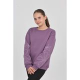 Toontoy Kız Çocuk Relax Fit Bisiklet Yaka Düşük Omuz Sweatshirt - Mor