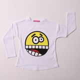 Toontoy Kız Çocuk Relax Fit Bisiklet Yaka Emoji Baskılı Sweatshirt - 31/1 Penye - Beyaz - 4