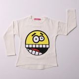 Toontoy Kız Çocuk Relax Fit Bisiklet Yaka Emoji Baskılı Sweatshirt - 31/1 Penye - Ekru