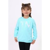 Toontoy Kız Çocuk Relax Fit Bisiklet Yaka Hafif Düşük Omuz Baskılı Sweatshirt - 2 Iplik - Mint Yeşili - 6
