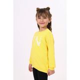 Toontoy Kız Çocuk Relax Fit Bisiklet Yaka Hafif Düşük Omuz Baskılı Sweatshirt - 2 Iplik - Sarı