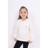 Toontoy Kız Çocuk Relax Fit Bisiklet Yaka Hafif Düşük Omuz Nakış Baskılı Sweatshirt - 2 Iplik - Ekru - 6