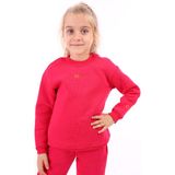 Toontoy Kız Çocuk Relax Fit Bisiklet Yaka Hafif Düşük Omuz Nakış Baskılı Sweatshirt - 3 Iplik Şardonlu - Fuşya - 4