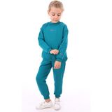 Toontoy Kız Çocuk Relax Fit Bisiklet Yaka Hafif Düşük Omuz Nakış Baskılı Sweatshirt - 3 Iplik Şardonlu - Petrol Mavisi - 4