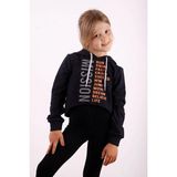 Toontoy Kız Çocuk Relax Fit Kapüşonlu Baskılı Crop Sweatshirt - 2 Iplik - Lacivert - 8