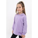 Toontoy Kız Çocuk Relax Fit Kapüşonlu Düşük Omuz Baskılı Sweatshirt - 2 Iplik - Lila - 3