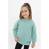 Toontoy Kız Çocuk Relax Fit Kapüşonlu Düşük Omuz Baskılı Sweatshirt - 2 Iplik - Yeşil - 4