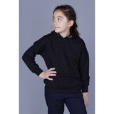 Toontoy Kız Çocuk Relax Fit Kapüşonlu Taş Işlemeli Sweatshirt - 2 Iplik - Siyah - 8