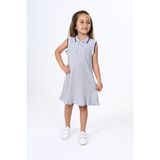 Toontoy Kız Çocuk Relax Fit Polo Yaka Düğmeli Kolsuz Elbise - - 6 - Gri
