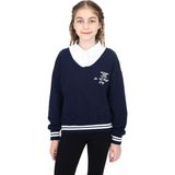 Toontoy Kız Çocuk Relax Fit Polo Yaka Düşük Omuz Baskılı Okul Sweatshirt - Garnili & 2 Iplik - Lacivert - 13 - 14 Yaş