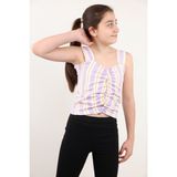 Toontoy Kız Çocuk Renkli Çizgili Atlet Lila 13-14 YAŞ