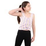 Toontoy Kız Çocuk Renkli Çizgili Atlet Lila 8-9 YAŞ