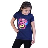 TOONTOY Kız Çocuk Renkli Instagram Baskılı Tişört 12 Yaş, 12 Yaş, 11083-, Lacivert, Kız çocuk