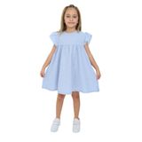 TOONTOY Kız Çocuk Roba Desenli Elbise, 4 Yaş, 24377, Mavi, Kız Çocuklar