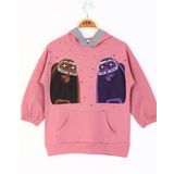 Toontoy Kız Çocuk Robot Reflektörlü Baskılı Sweatshirt Gül Kurusu 8 YAŞ