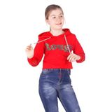 TOONTOY Kız Çocuk Rouge Baskılı Kapşonlu Sweatshirt, 10 Yaş, 16242-, Kırmızı, kız-çocuk